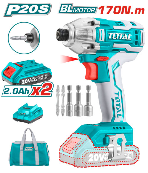 [Total] TOTAL TIRLI2002 Lithium-Ion impact driver Brushless 20V
  درل شد براغي شحن مع 2 بطارية وشاحن