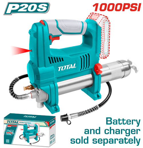 [Total] Total TGGLI2010 Lithium-ion grease gun
 فرد شحمة شحن 20 فولت بدون بطارية وشاحن
Pressure: 10,000 psi (690 bar)