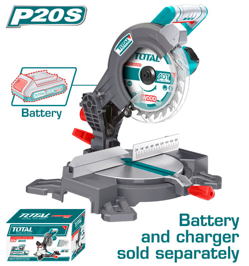 [Total] TOTAL TMS2001 Lithium-Ion MITRE saw 20V
 منشار ذيل  شحن بدون بطارية
BLADE SIZE	Φ - 210 Χ 25.4mm