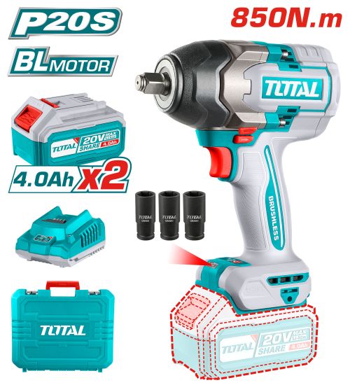 Total TIWLI2085 
درل بوكس 850 نيوتن
مع 2 بطارية 4 أمبير وشاحن 
TDRLI2060151