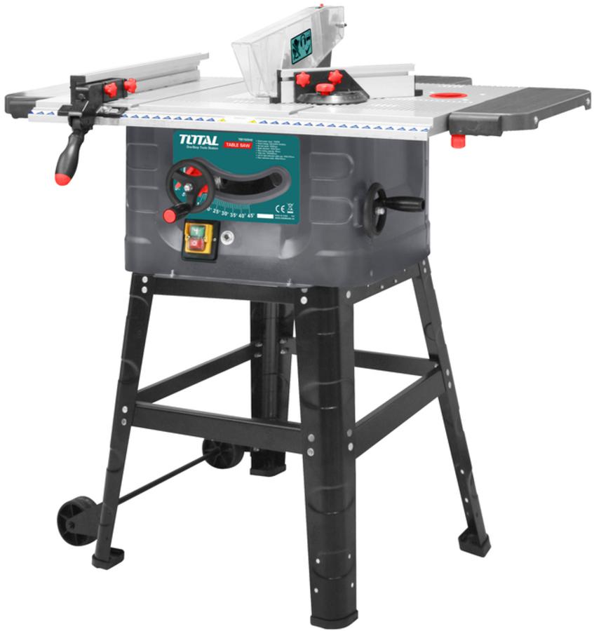[Total] TOTAL TS5152542 Table saw
 1500W 10" منشار طاولة صناعي
Table size	725*490mm, Left & Right extensions: 440*125mm, Rear extension: 460*125mm