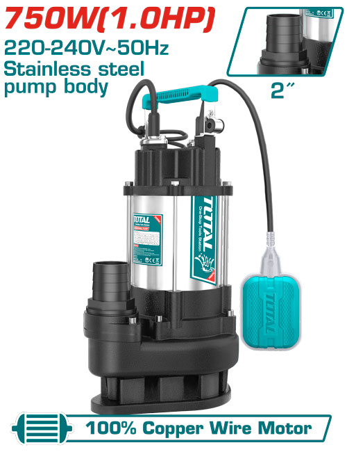 [Total] Total TWP775016 Submersible sewage water pump 1hp 13M مضخة غاطسة ستانلس