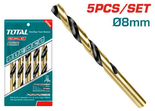[Total] TOTAL TAC100803 Hss drill bit ريش حديد 8 ملم اصفر