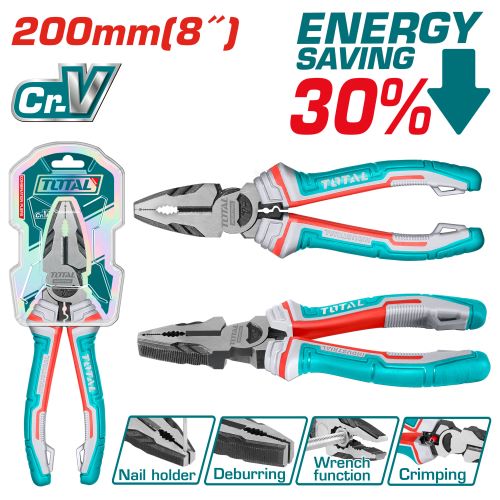 [Total] TOTAL THT210806S High leverage combination pliers 8" زرادية ثقيلة صناعي