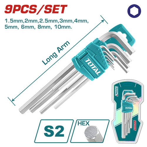 طقم الن كي مسدس طويل TOTAL THT106191 Hex key 9pcs