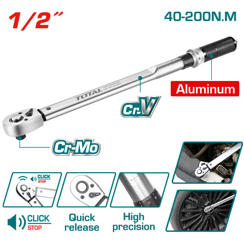 Total THPTW200N2 Torque Wrench 1/2" 40-200N ساعة شد بوكس
