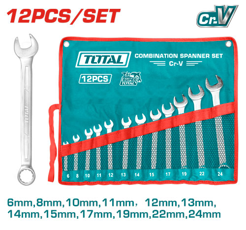[Total] طقم شق رنج 6-24 ملم Total THT1022121 12Pcs combination spanner set