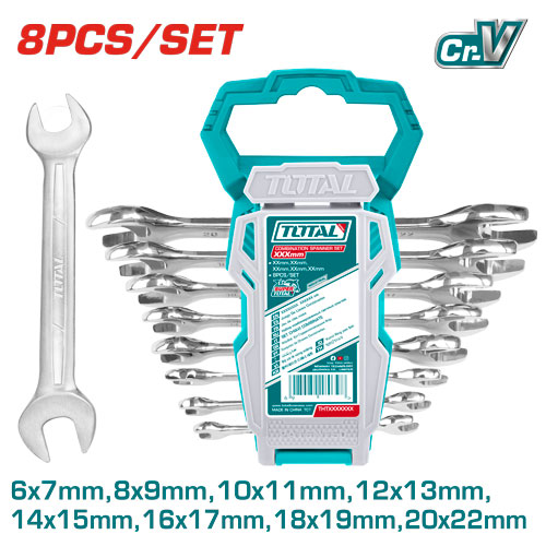 [Total] TOTAL THT102386 8PCS Double open end spanner set طقم شق شق
