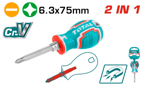 [Total] TOTAL THT250216  2 IN 1 Screwdriver set  مفك قلاب طبة قصير