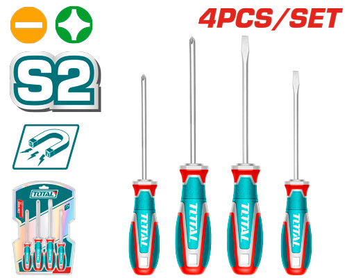 [Total] Total TKSDS0426 طقم مفكات عادي ومصلب 4 قطع