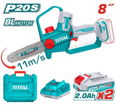 Total TGSLI20882 منشار شجر شحن 8 أنش مع 2 بطارية 2 أمبير