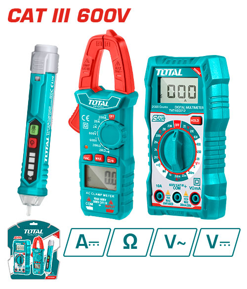 [Total] Total TMT43028 طقم الكتروني كلامب ميتر + ملتي ميتر + فاحص فولتية
