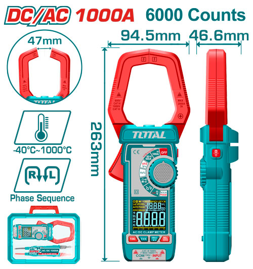 [Total] Total TMT7610002 DC/AC كلامب ميتر 1000 أمبير