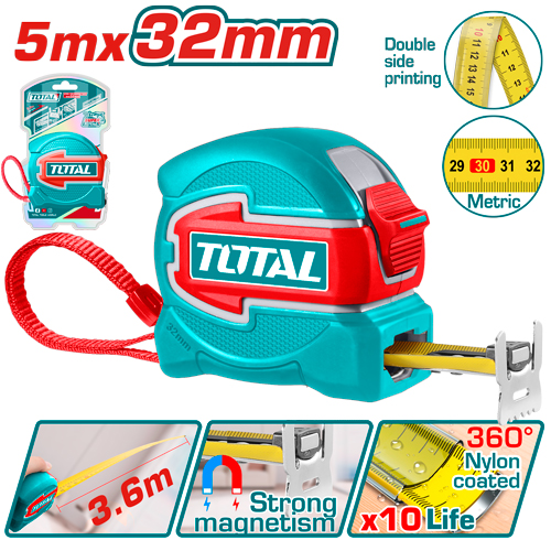 [Total] Total TMT80532M متر قياس 5 متر *32 ملم ثقيل جدا يفتح 3.6 دون ثني
