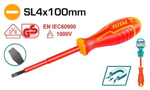 [Total] TOTAL THTIS4100 Insulated Screwdriver 4.0×100 1000v مفك عادي معزول