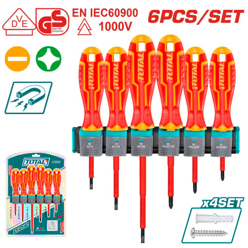 [Total] طقم مفكات معزول TOTAL THTIS566 6 Pcs insulated screwdriver set