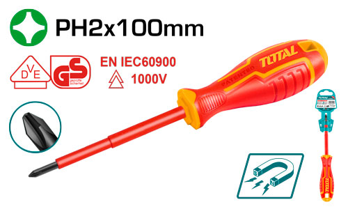 [Total] TOTAL THTISPH2100 Insulated Screwdriver PH2×100 مفك مصل معزول