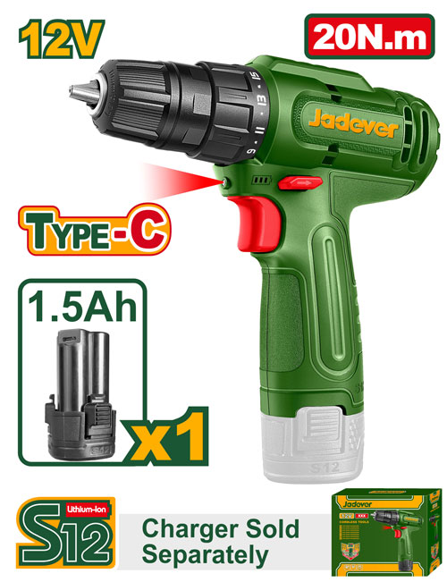 Jadever JDCDS518 درل شحن 12 فولت مع بطارية