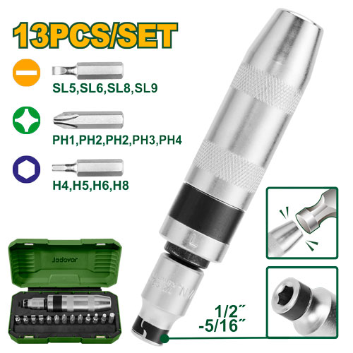 Jadever JDYM1B13 طقم مفك طرب مع راسيات 13 قطعة