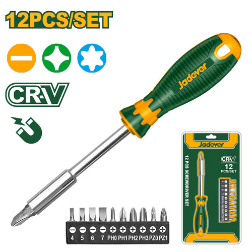 Jadever JDSS1612 مفك مع راسيات 12 قطعة