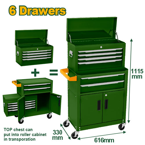 Jadever JDCS4A08 عرباية عدة 6 جوارير قطعتين